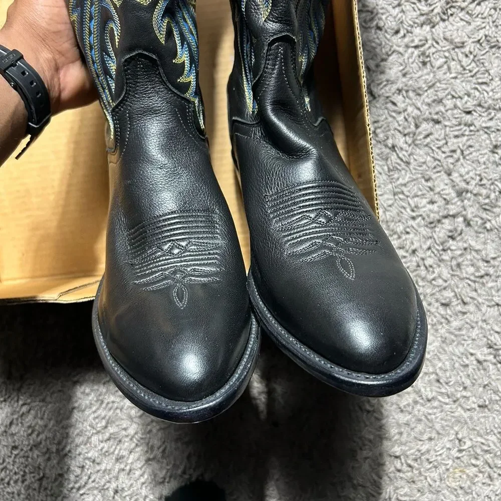 Vintage J. Chrisholm Cowboy Boots Mens 10D New In Box Black Made In USA